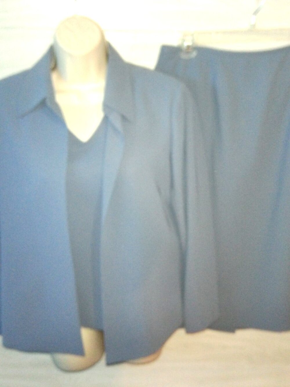 Le Suit Skirt Shell Jacket Suit Women's Size 10 Blue-Gray Vintage Polyester